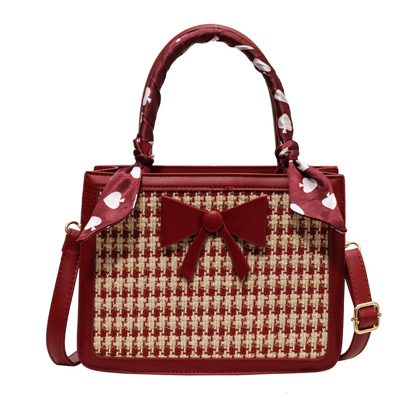 Luxury Brand Designer Bag Bridesmaid Wedding Bag Houndstooth Wedding Bag This Year's Trend High-End New Bride Red Large Capacity Handheld Crossbo