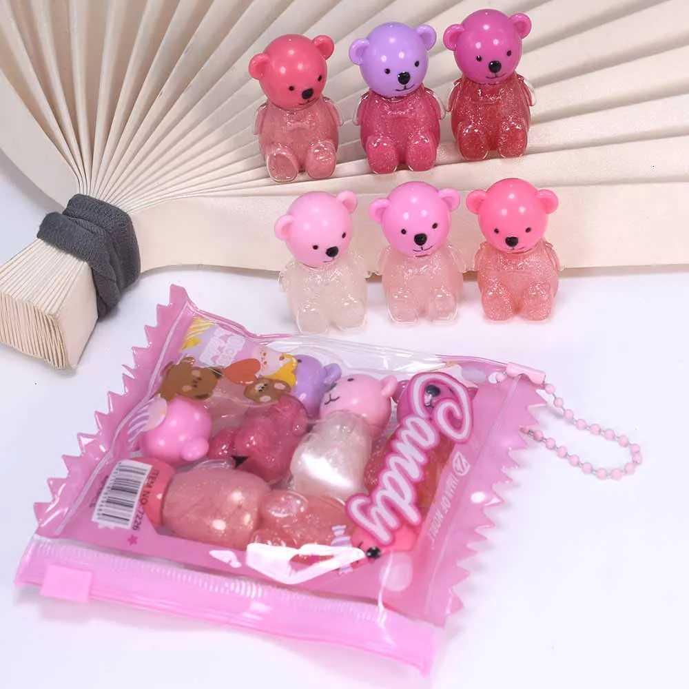 6Pcs Kawaii Bear Shiny Liquid Lipgloss 6 Colors set Lip Plumping Waterproof Longlasting Nonstick Lip Tints Lips MakeupXJ250724