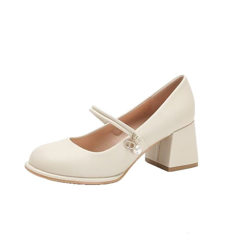 Mary Jane Women's 2025 New Spring and Autumn Fashion Versatile French Style Mid-Chunky Heel Single Shoes Gentle with Skirts High Heels ddmythur