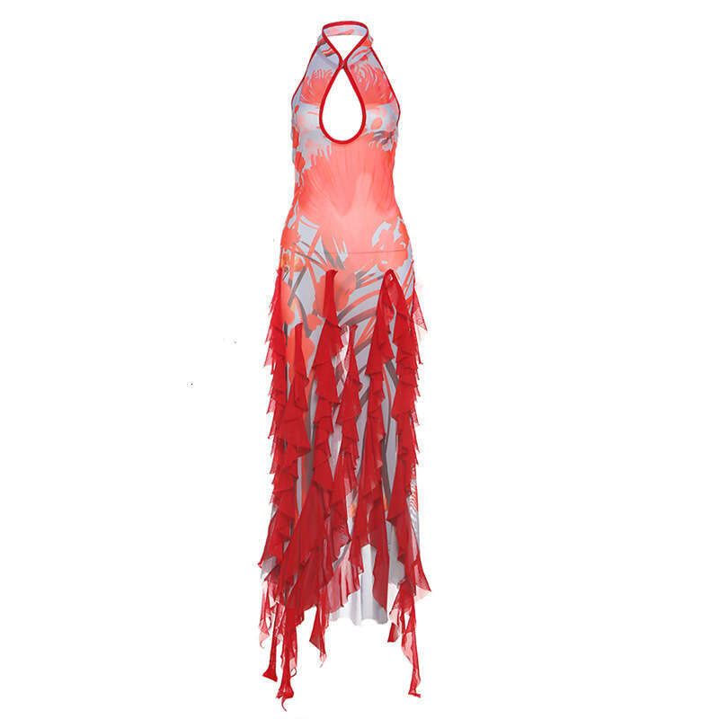 2025 Spring New Women's Solid Color Slim High Waist Fashion Halter Neck Backless Sleeveless Dress 379