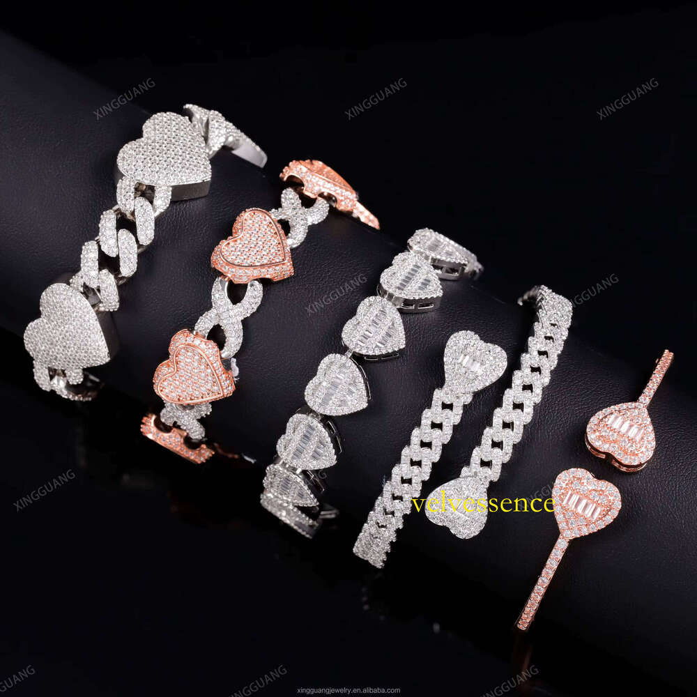 New Arrivals Popular Pass Dia Tester Chain Necklace Sterling Sier Heart Moissanite Cuban Link Bracelet