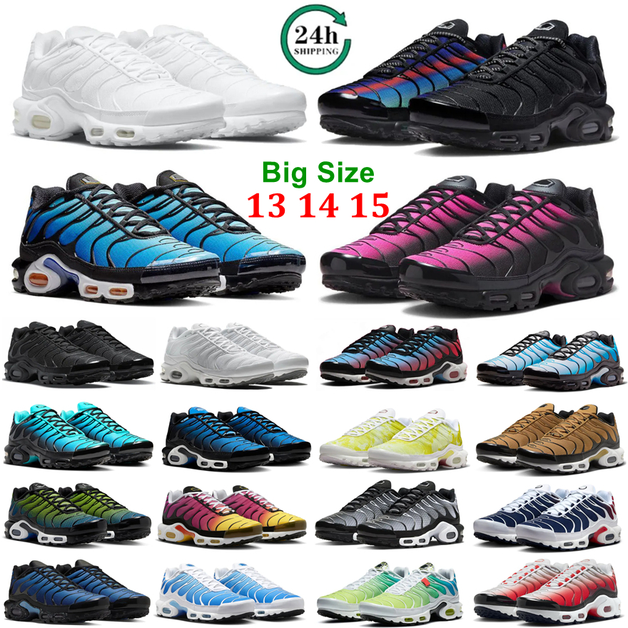 Promo Chaussures Tn Plus Running Shoes For Men Women Tns Triple Black White Sky Blue Grey Metallic Silver Oreo Green Bred Tnss Womens Sports Sneakers Big Size 13 14 15