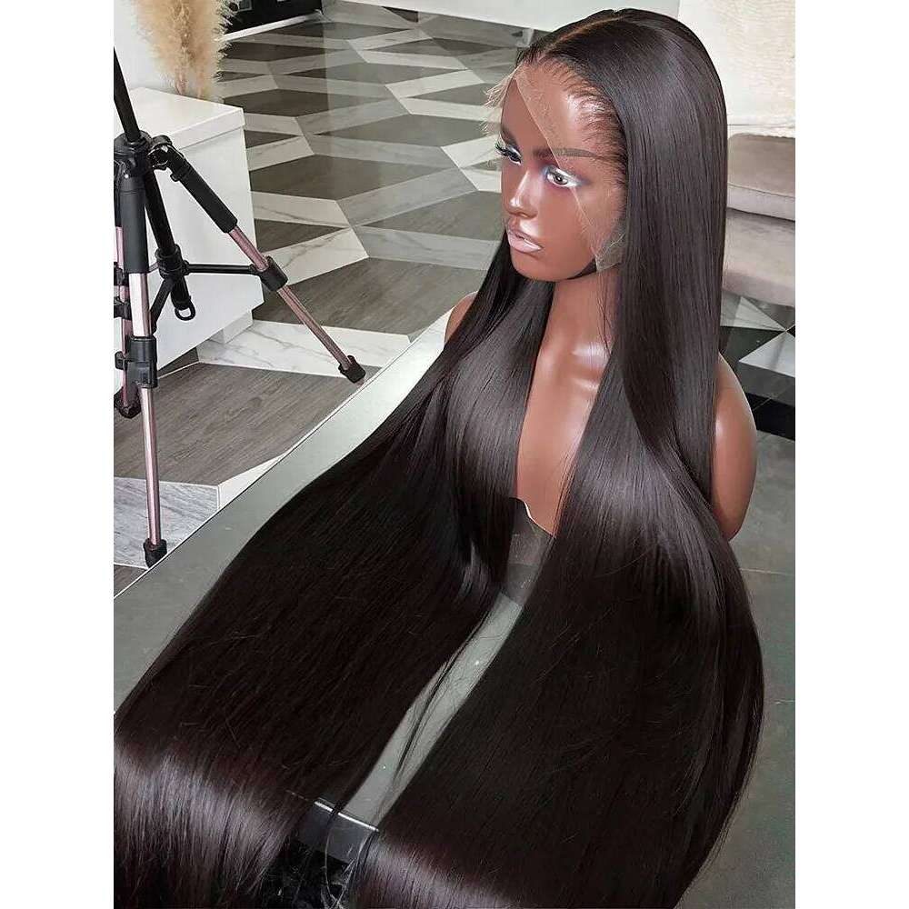 100% Human Hair Bone Straight 13X6 HD Frontal Wigs 5X5 Glueless 30 40 Inch 13X4 Lace Front Wig Black Closure Brazilian Wear