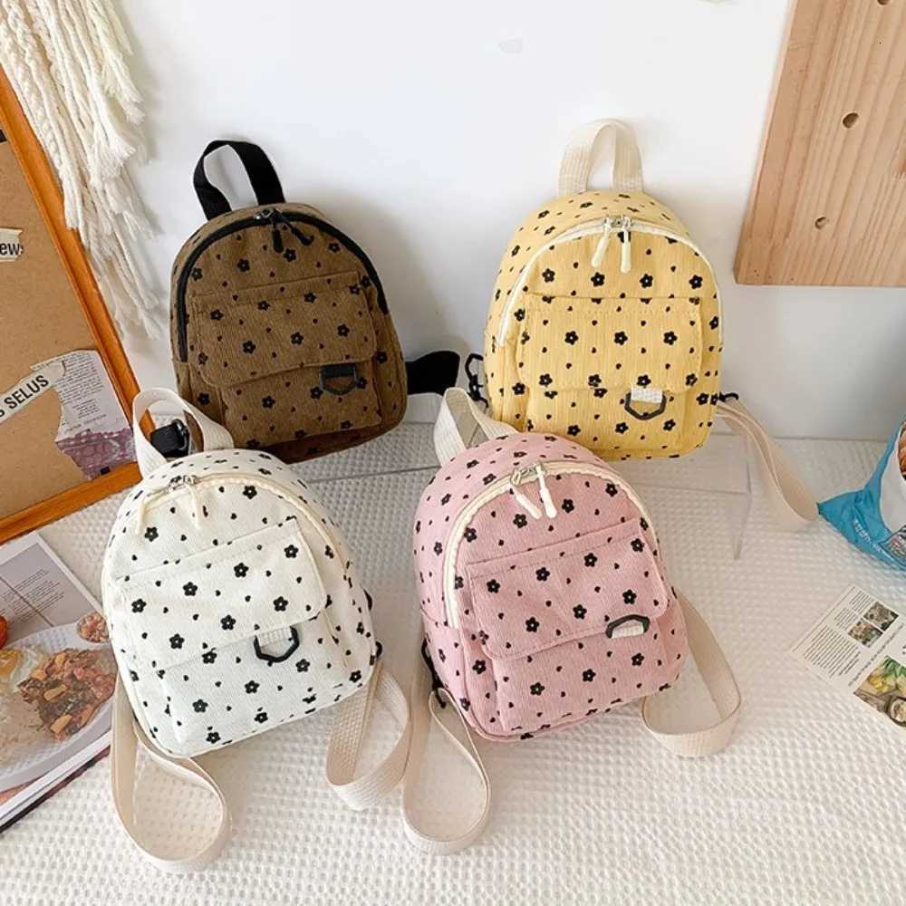 Cute Flower Print Small Backpacks Lightweight Multiple Pocket Corduroy Mini Backpack Ladies Fi Wen Shoulder Bag 4 Y250724
