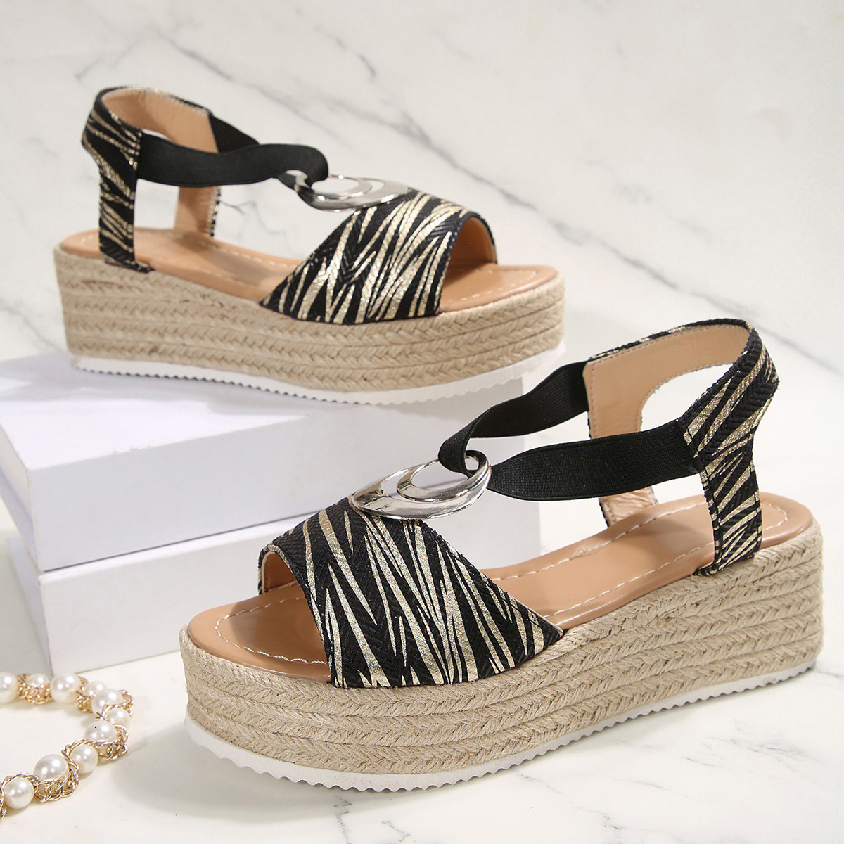 Ddmysports High Heel Plus Size For Women Summer New Platform Wedge Thick Sole Peep Toe Casual S Sandals Outdoor Shoes