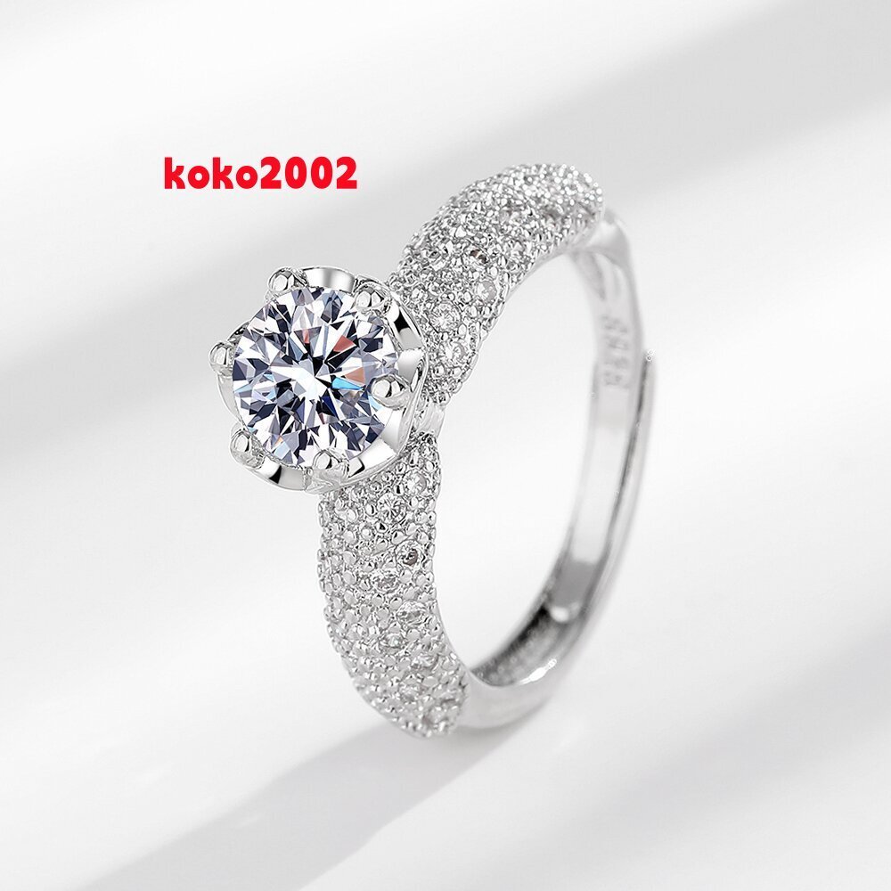 Simulated Diamond Jewelry Moissanite Ring Full Moissanite Flower Diamond Ring Adjustable Open Zircon Ring for Bridal
