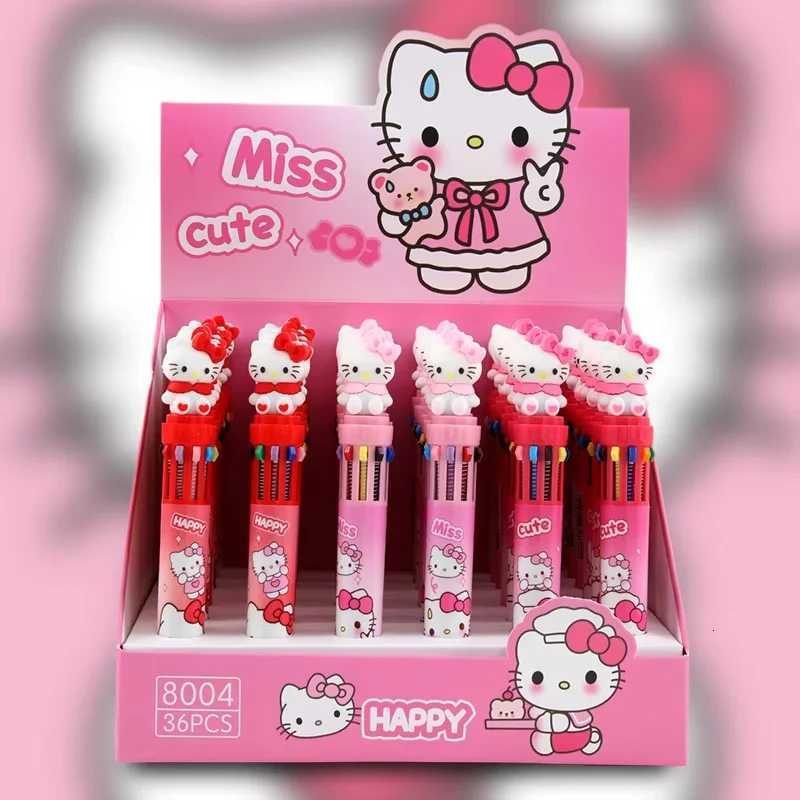 Sanrio Sanrio Kuromi Ballpoint Pen 36pcs 10-Color Marker Hello Kitty 0.7mm School Stationery Graffiti Drawing Writing Instrument w250725