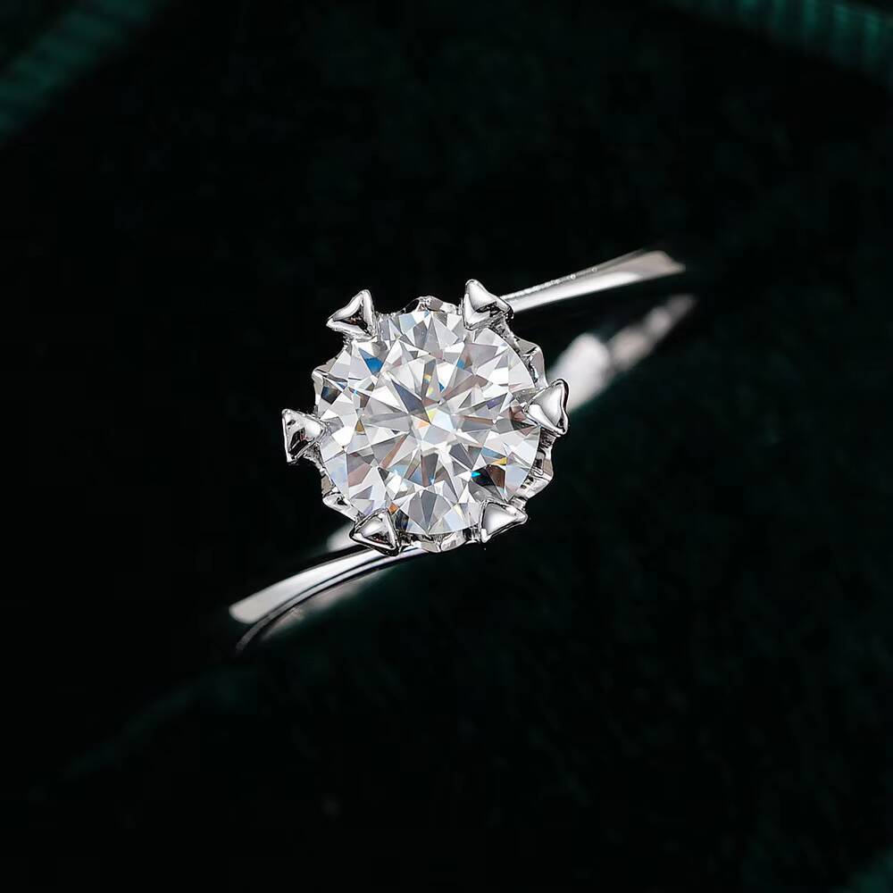 1Ct 925 Sterling Sliver GRA Certified Solitaire Moissanite Ring Promise Ring for Women Engagement Fine Jewelry