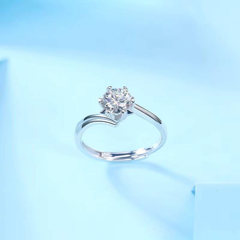 S925 Silver Moissanite Snowflake Adjustable Proposal Ring Advanced Luxury Genre Moissanite Rings