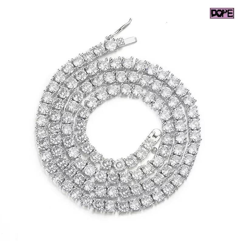 Wholesale 4mm Tennis Chain High Quality Iced Out GRA Certificated S925 White Gold Plated Moissanite Tennis Chain