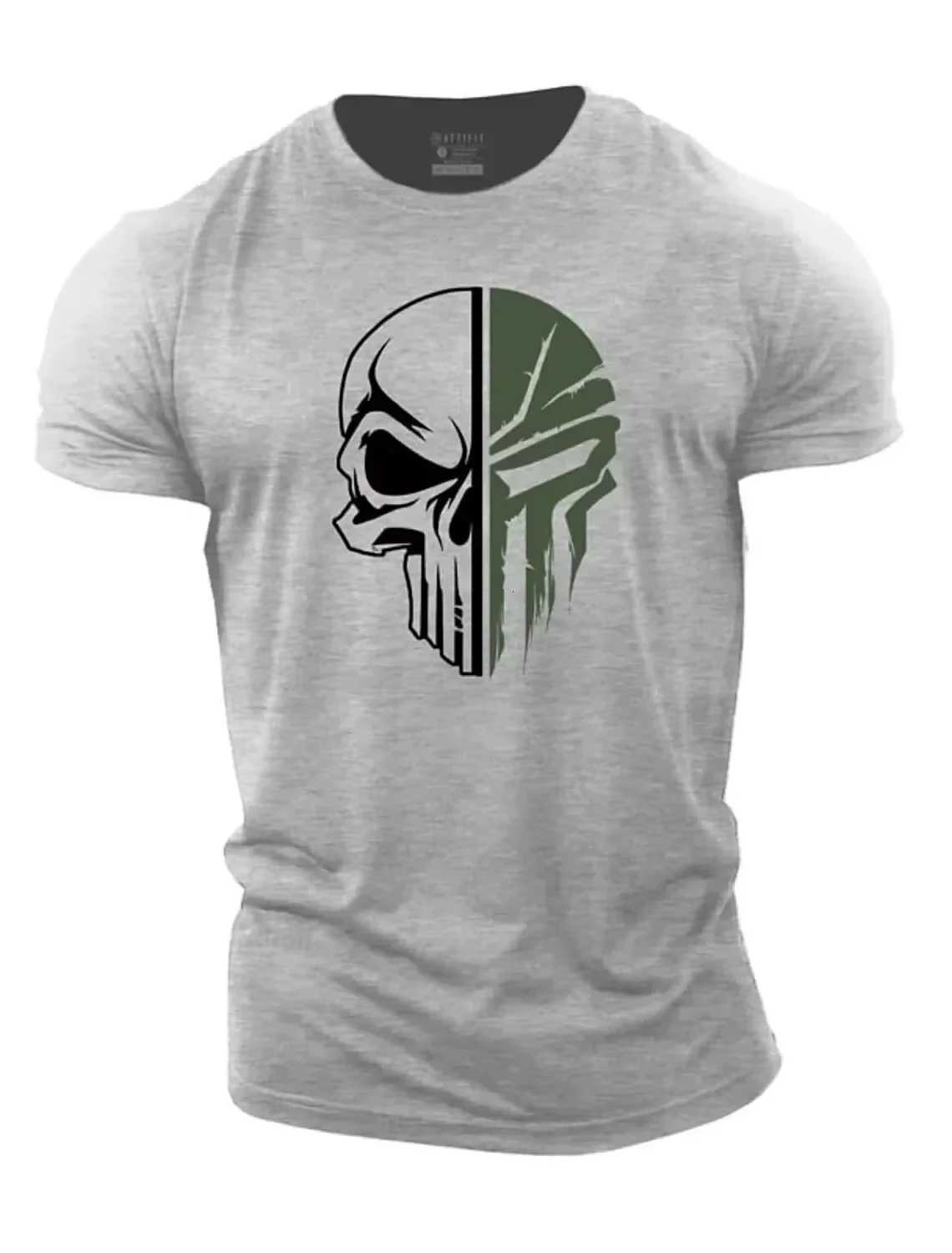 Mens digital printed skull printed T-shirt Fitness top Short sleeve T-shirt quick drying breathable Y250724
