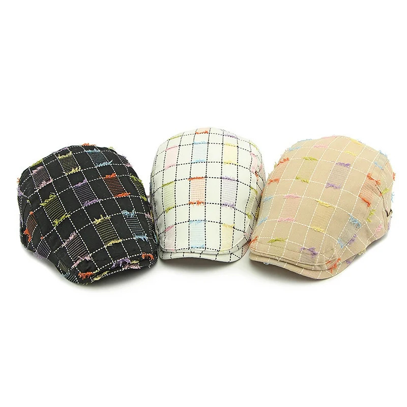 Small Fresh Plaid Beret British Retro Trendy Forward Hat Casual Versatile Artist Cap Street Pography Duckbill Flat Hat 250723