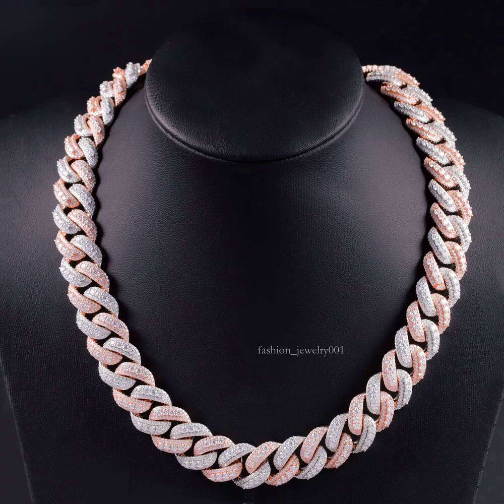 Fashion Style Link Necklace 18mm Sterling Sier VVS Moissanite Iced Out Dia Cuban Chain Hip Hop Jewelry