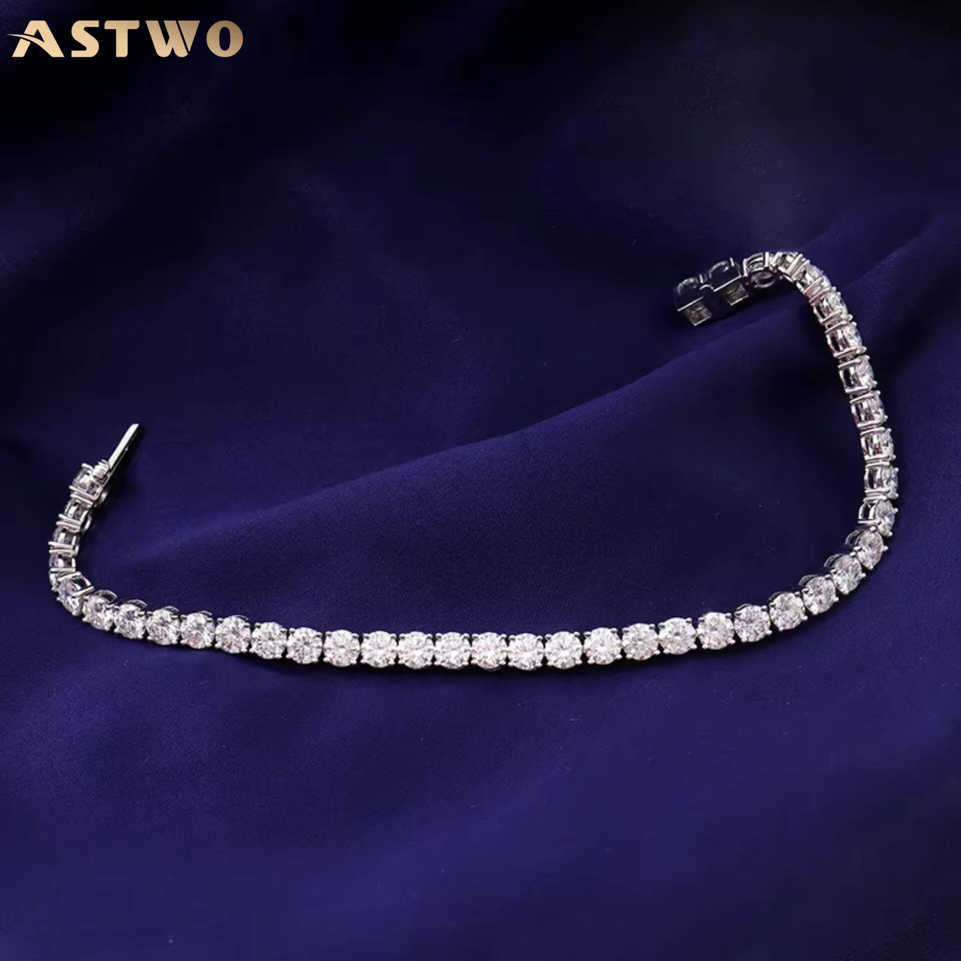 Custom Moissanite Tennis Necklace 925 Silver VVS 3mm Round Iced Out Men Hip Hop Jewelry Link Moissanite Chain