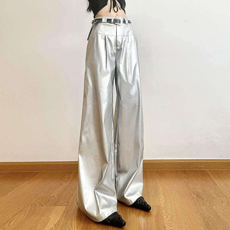 2023 Summer New Women's Solid Color Loose Street Fashion High Waist Casual Straight Wide Leg Pants 62c