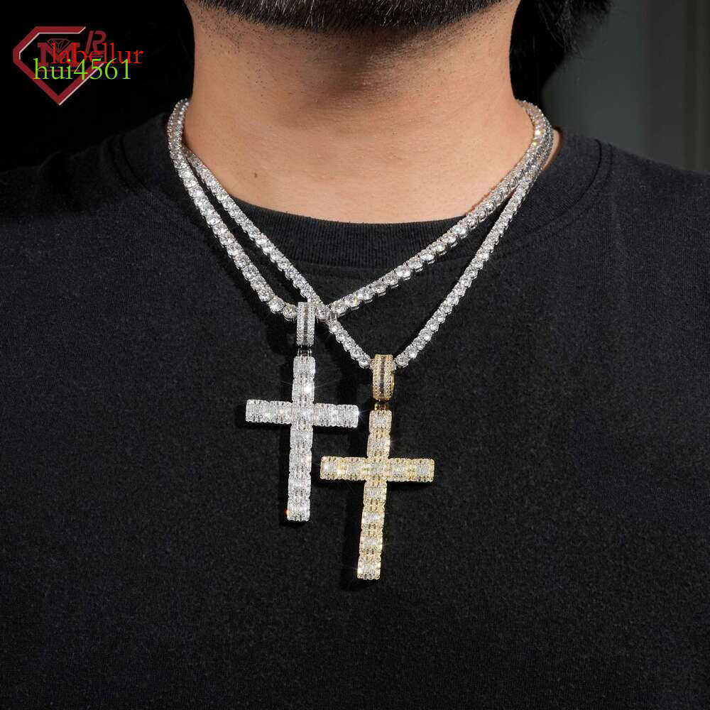 Fully chilled hip-hop pendant, men's cross charm, pure sier moissanite pendant