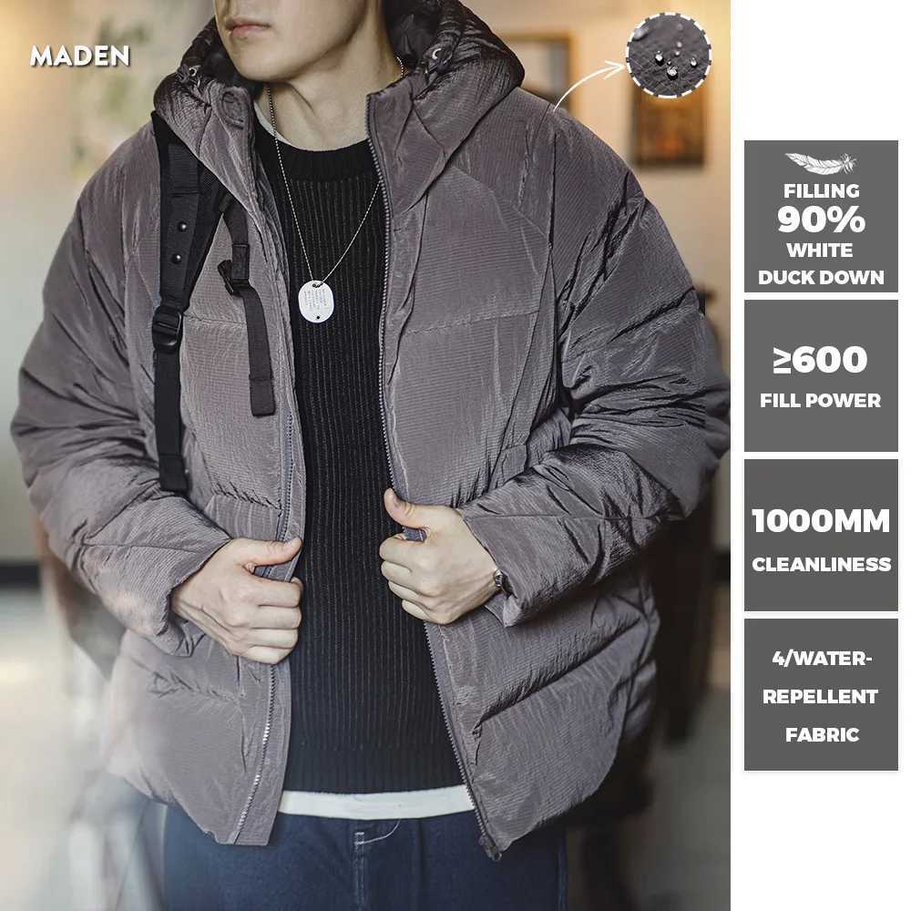 90% White Duck Down Hooded Gray Jacket Thickened Warm Coat for Mens Winter Clothes Versatile Puffer Jacket X250725