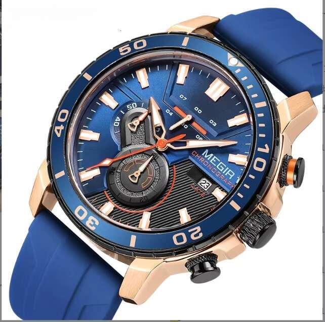 DHgargets MEGIR Men's Sports Watch - Chronograph, 30M Waterproof, Silicone Strap, Luminous, Fashion Quartz Wristwatch