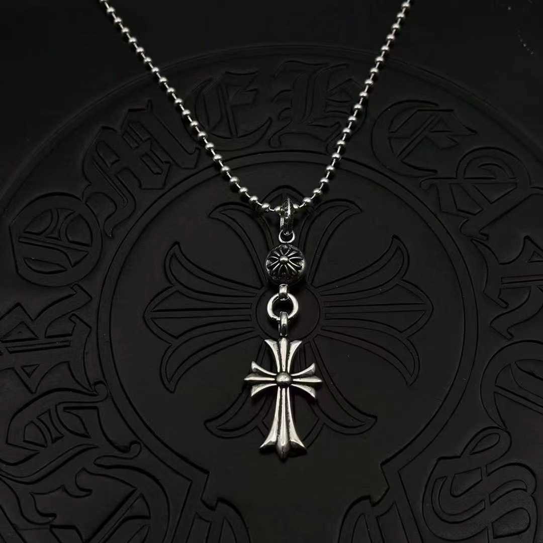 Trendy Thai Silver Classic Single Ball Cross Necklace Sweater Chain High-End Autumn Winter Accessories Jewelry J250725