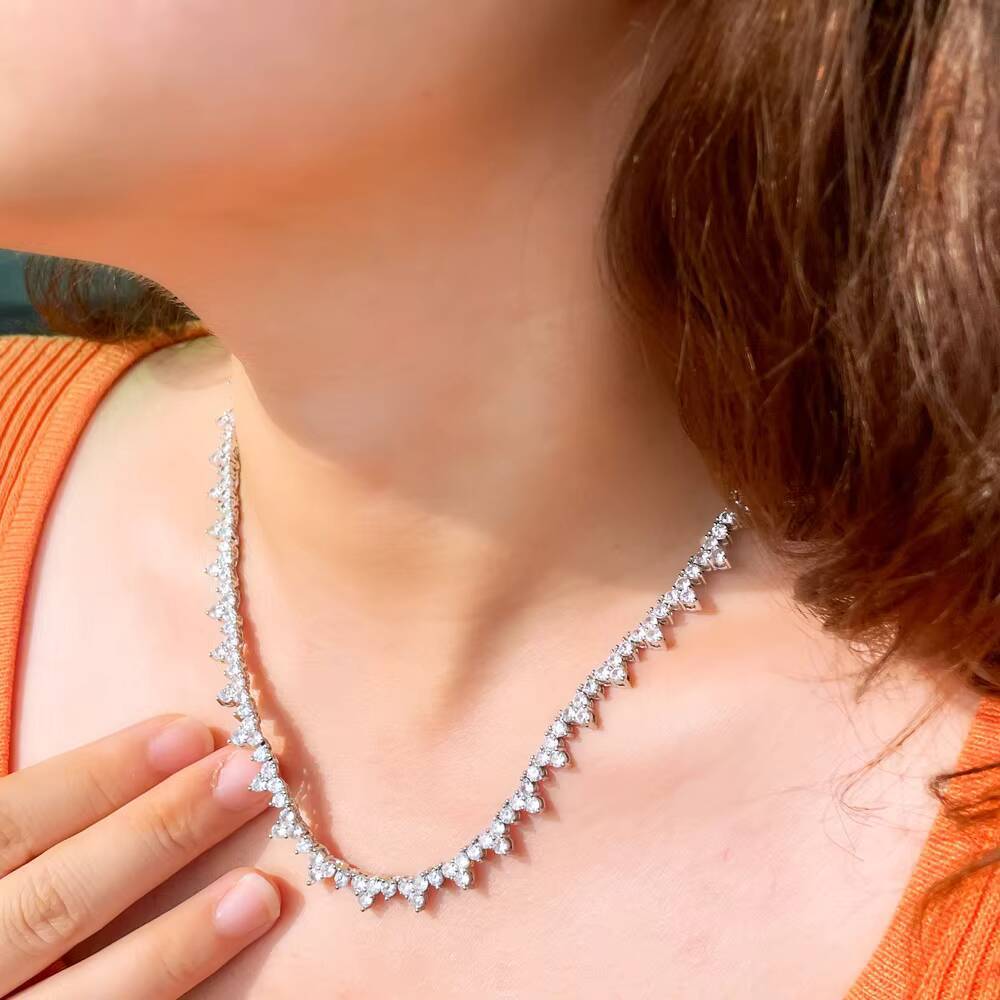 Glamorous Shiny Round Cut Cubic Zircon Wedding Necklace for Women Bridal Engagement Classy Jewelry Accessories