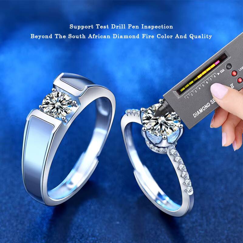 XJZ050 1 Carats Sterling Silver Bridal Set Moissanite Diamond Engagement Wedding Ring Bands with Round Brilliant Cut