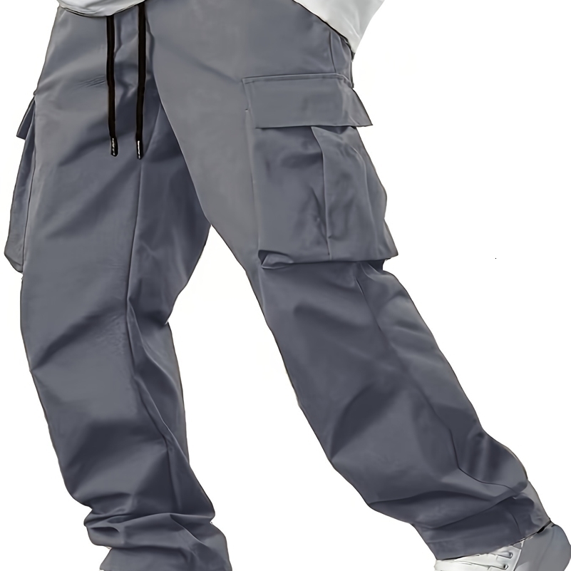2024 Summer Mens Work Pants European and American Independent Station Drawstring Multi Pocket Casual 250717