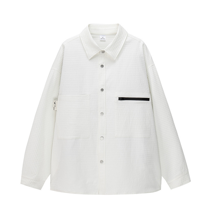 Hong Kong Style Work Shirt Men Long Sleeve Casual Trendy Overshirt