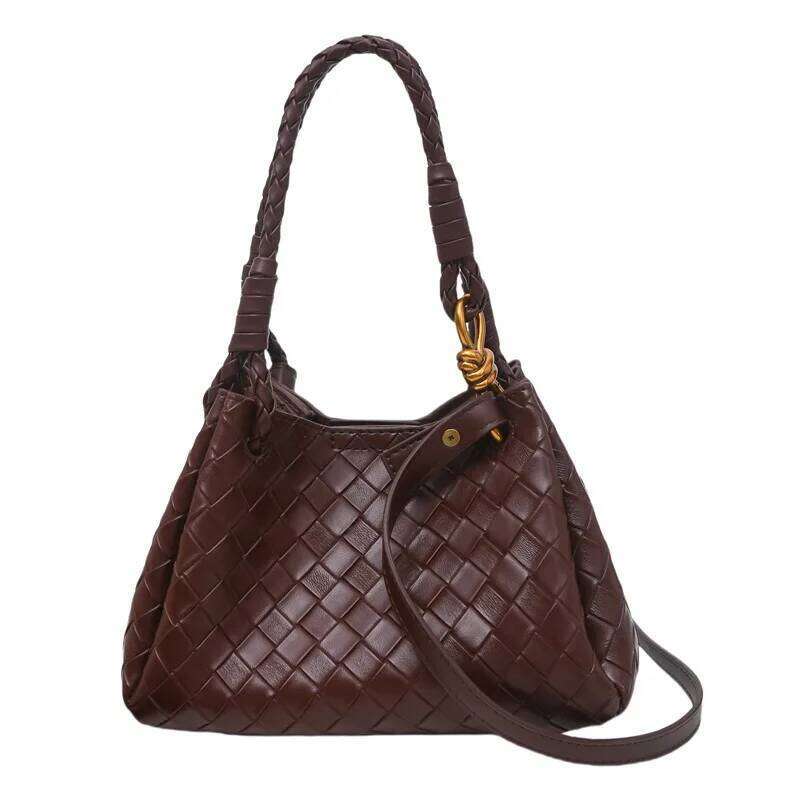 Woven Texture Bucket Bag Stylish Soft Tote Women Trendy Crossbody Single Shoulder Chic Handbag