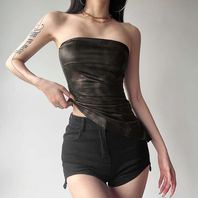 2023 Summer New Women's Solid Color Slim Street Fashion Off-Shoulder Sexy Backless Tank Top 491