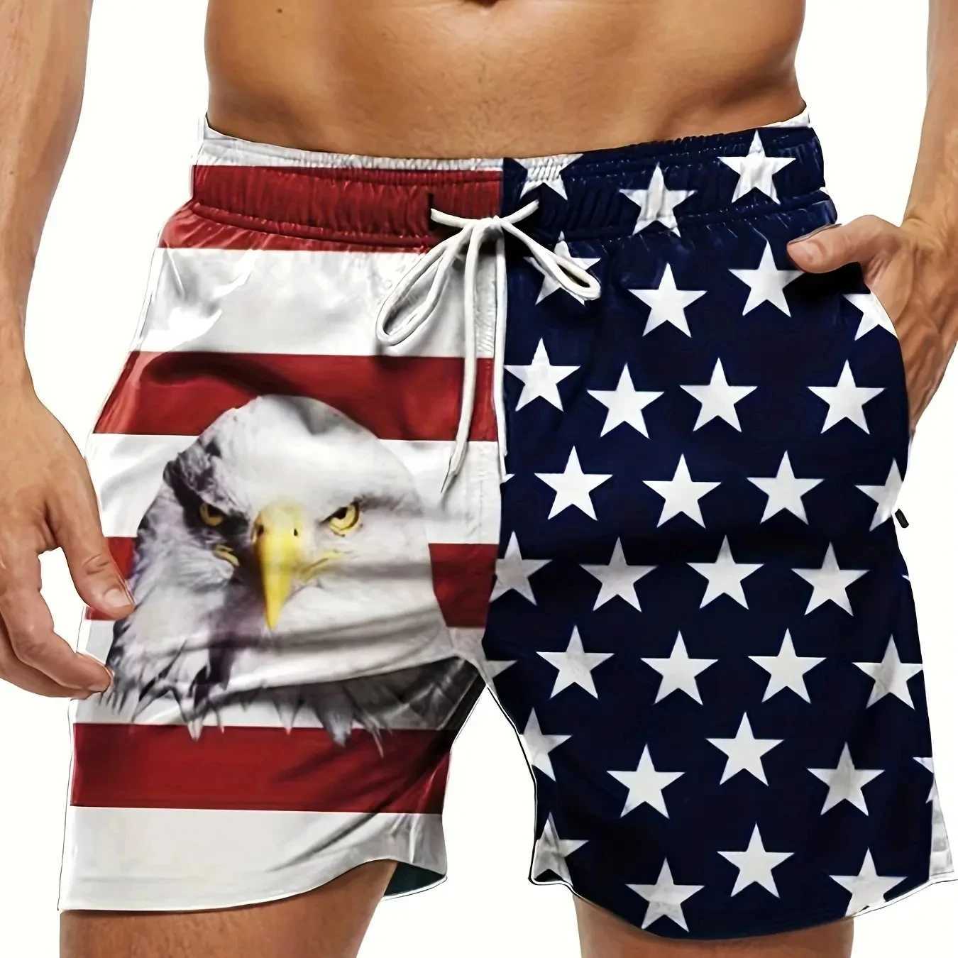 American Flag Print Swimwear Shorts Summer Mens Beach Shorts Breathable Short Quick Dry Sport Shorts Joggering Men Shorts W250724