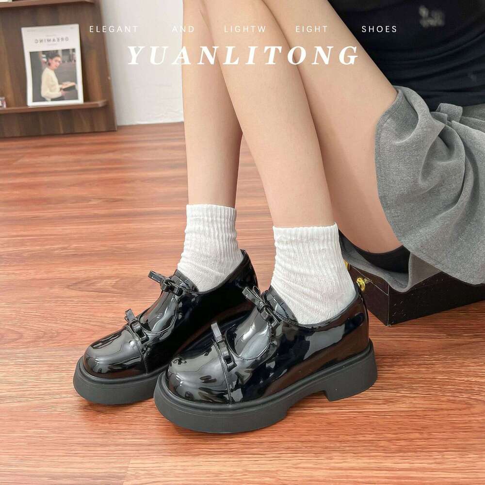 Petite Thick-Soled Height-Increasing Single for Outdoor Wear, High-End Feel, 2025 Korean Version Mary Jane Shoes, Women's Campus Style Uniform Le
