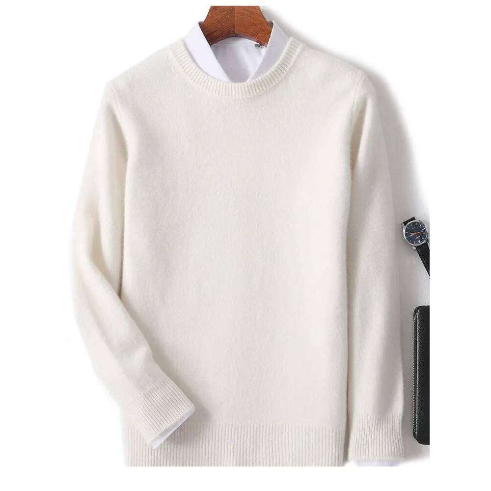 Men's 100% Pure Wool Knitted Pullover Autumn Winter Warm Basic Cashmere Sweater O-neck pullover Long Sleeved Tops