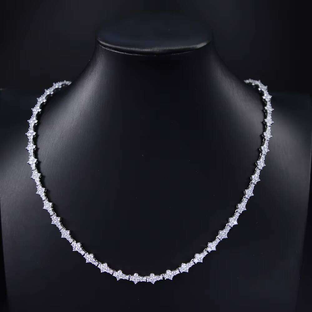 Hip Hop Necklace Gold Sier GRA Certificate D/VVS Moissanite Dia Cuban Chain