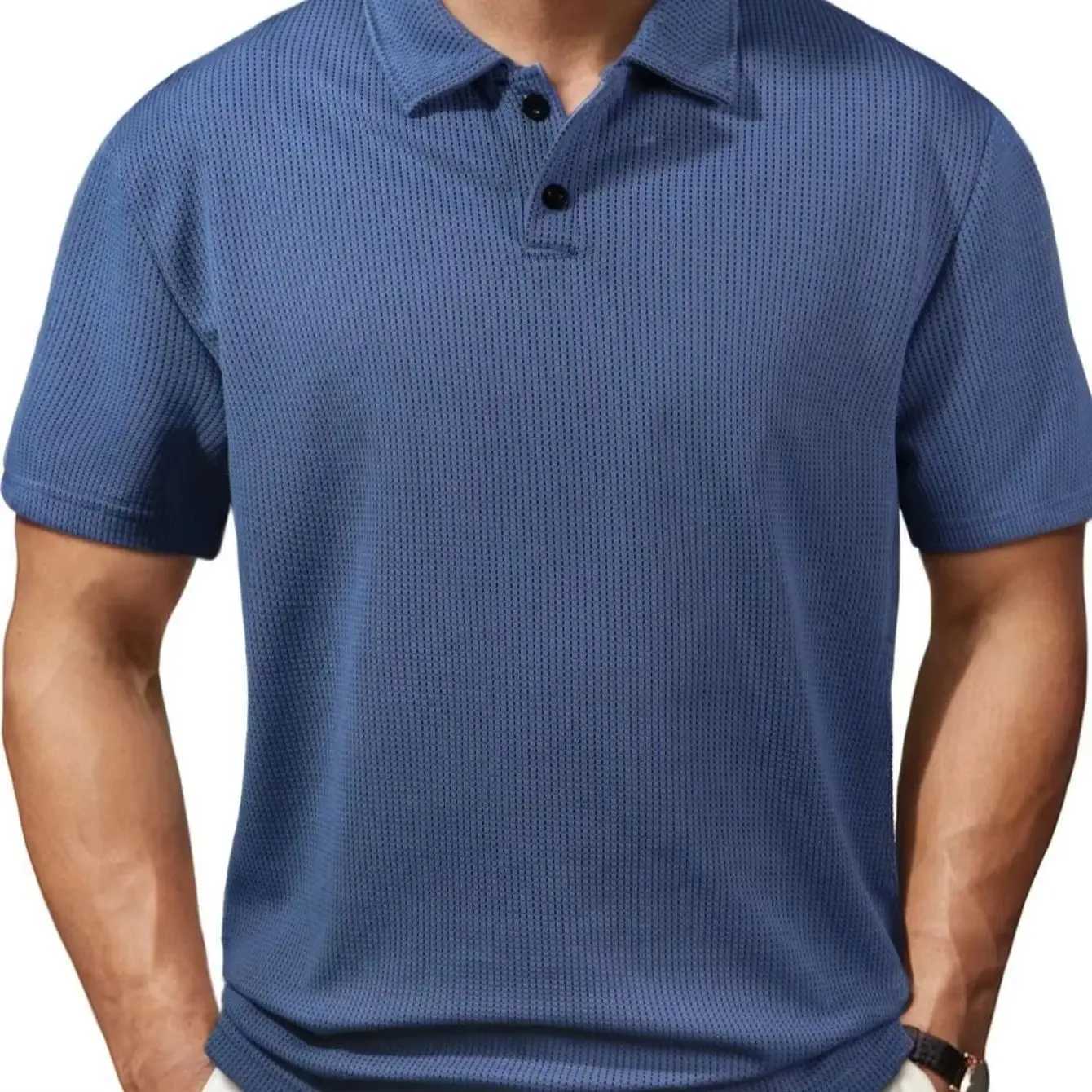 2025 Summer Mens Casual Polo Shirt Striped Lapel Short Sleeve T-shirt Solid Color Short Sleeve T-shirt Sports Casual Clothing XJ250725