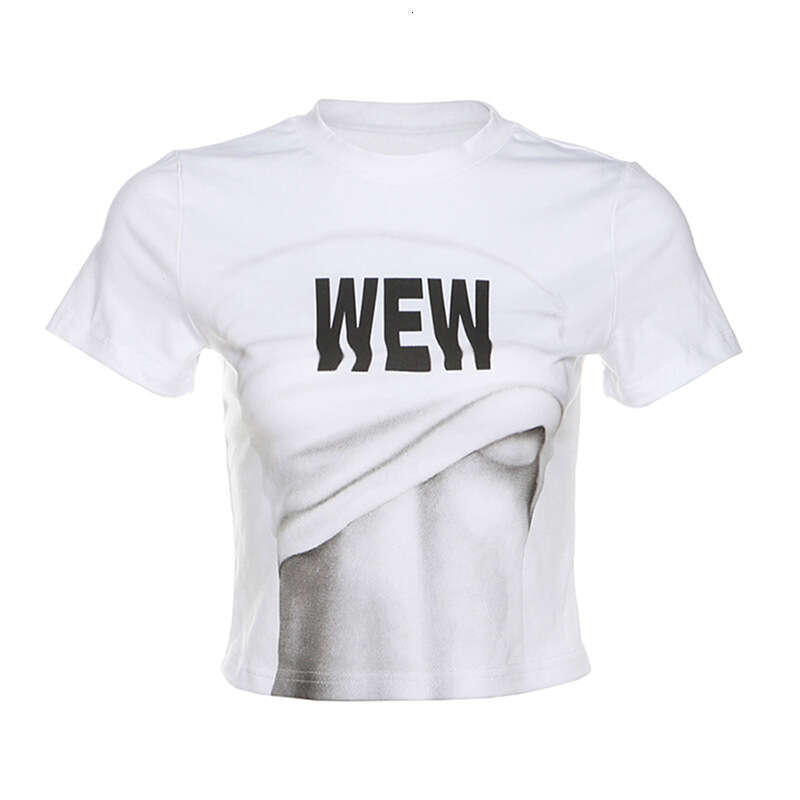2025 Women's Summer New Street Fashion Letter Print Short Sleeve Round Neck Crop Top T-Shirt 830