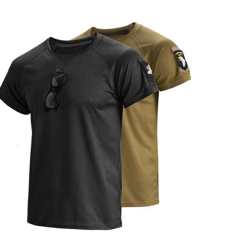 2025 New Outdoor Military Enthusiast T-shirt for Mens Summer Quick Drying Lightweight Short Sleeved Plus Size Training T-shirt Y250724