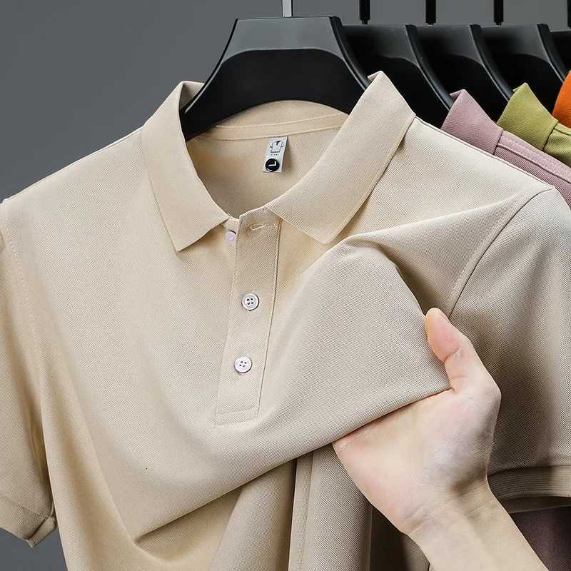 2025 New Mens Business Casual Short Sleeve Shirt Solid Color Polo Shirt Fashionable Breathable Comfortable Versatile Top XJ250725