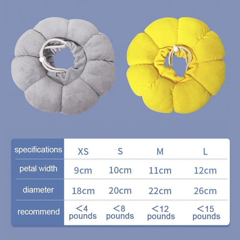 Sunflower Pet Elizabethan Collar Adjustable Anti-Bite Surgery Anti-Lick Wound Protective Collar Cotton Soft Adjustable 250716