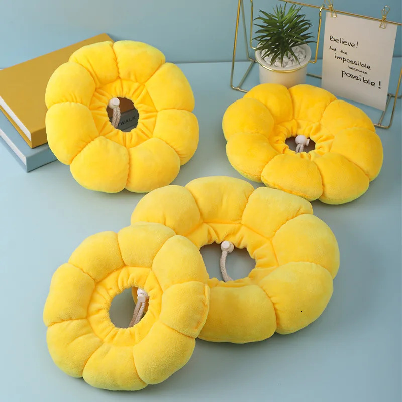 Sunflower Pet Elizabethan Collar Adjustable Anti-Bite Surgery Anti-Lick Wound Healing Cat Protection Collars Soft Plush Collar 250716