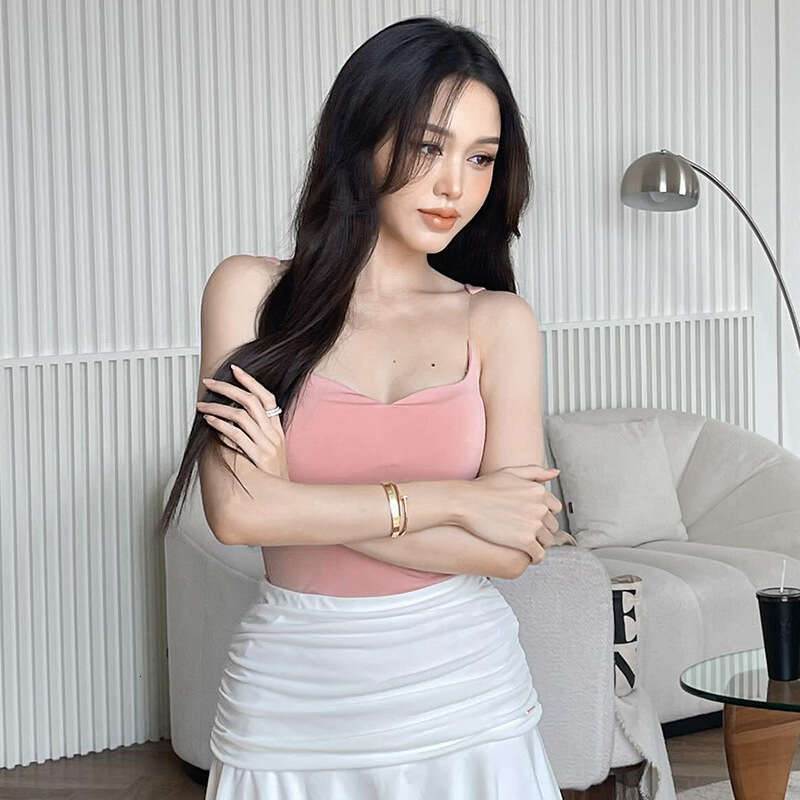 Mtp182 Women's Summer INS New Solid Color Sleeveless Square Neck Simple Sexy Camisole Top B5