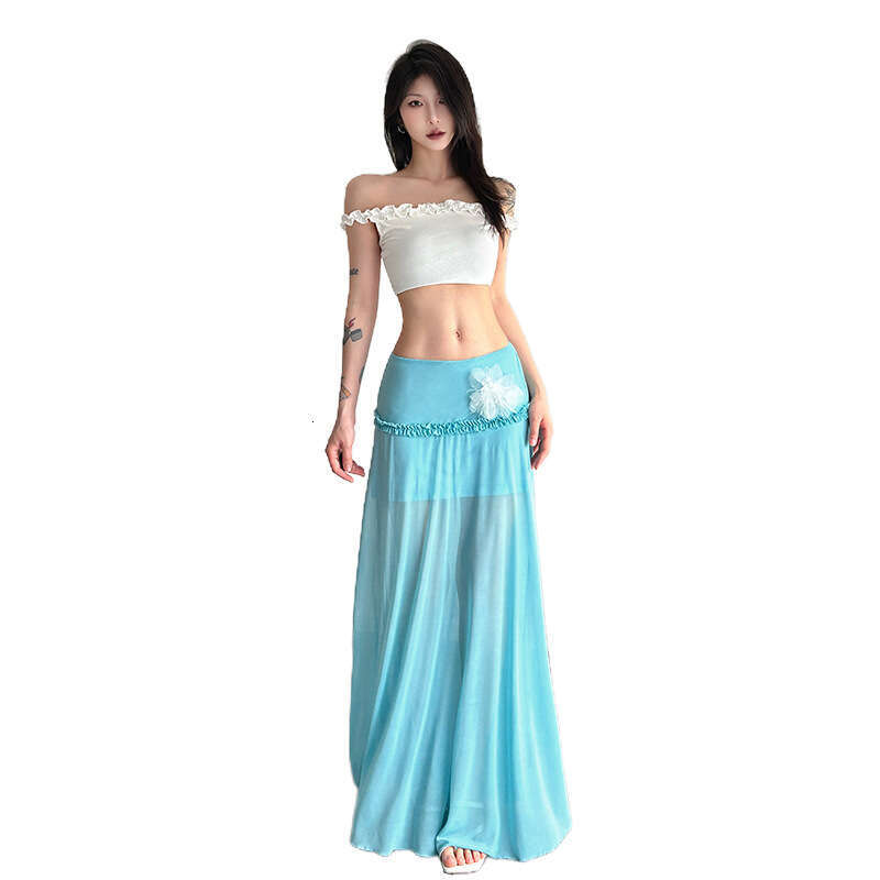 2025 Summer New Mesh Elegant Slim High Waist Three-Dimensional Flower Versatile Breathable Women's Skirt f12