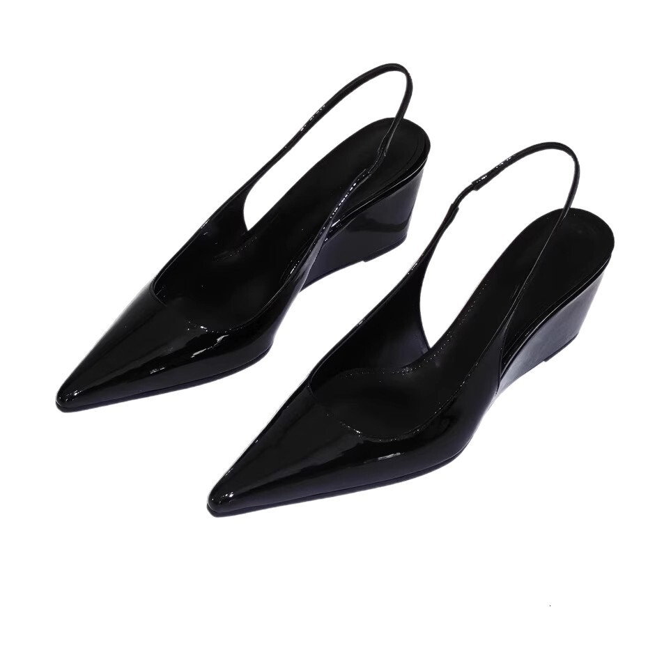 Ddmysports Spring New Pointed Stiletto High Heels Elegant French Fashion Closed Toe Backless Patent Leather Sandals Comfortable Outdoor Shoes