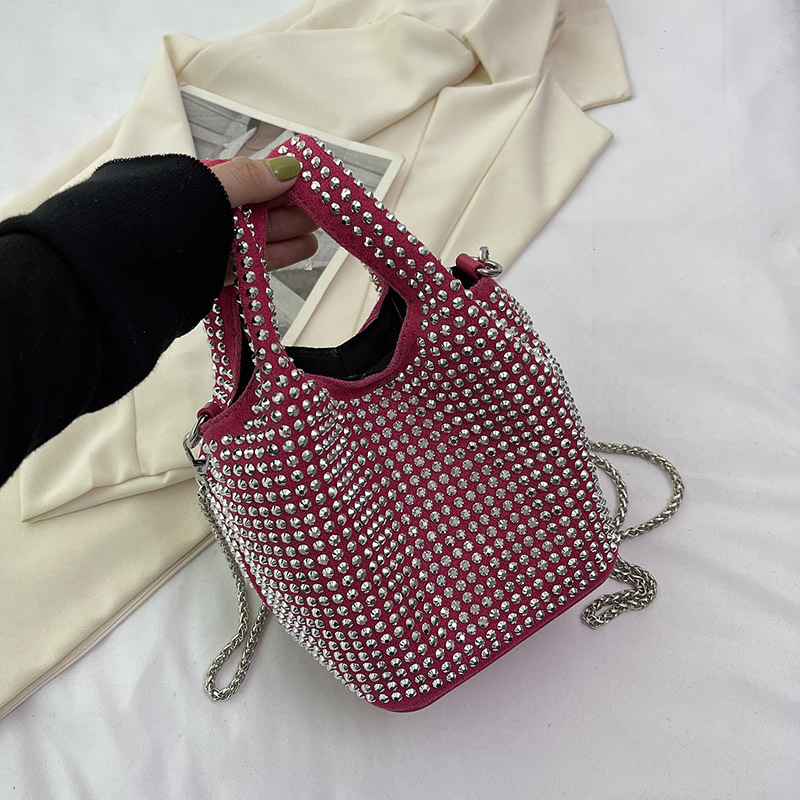 Luxury Brand Designer Bag Textured Diamond-Studded Handbag For Women 2025 New European And American Shiny Trendy Single-Shoulder Chain Crossbody Bucke