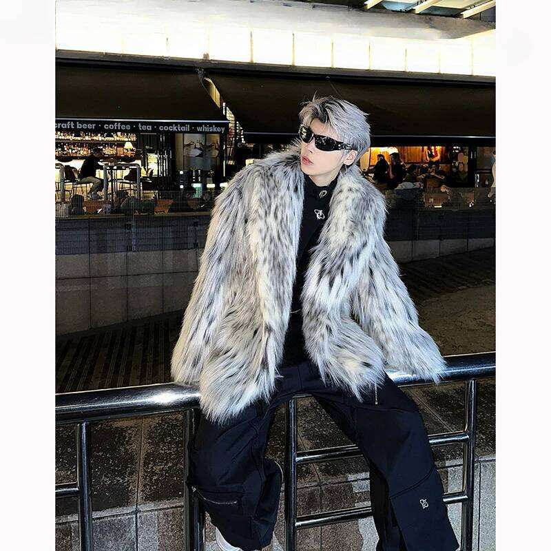 2025 Winter Integrated Short Leopard Print Stand-Up Collar Faux Fur Jacket Men's Women's Thickened Warm Plush Jackets