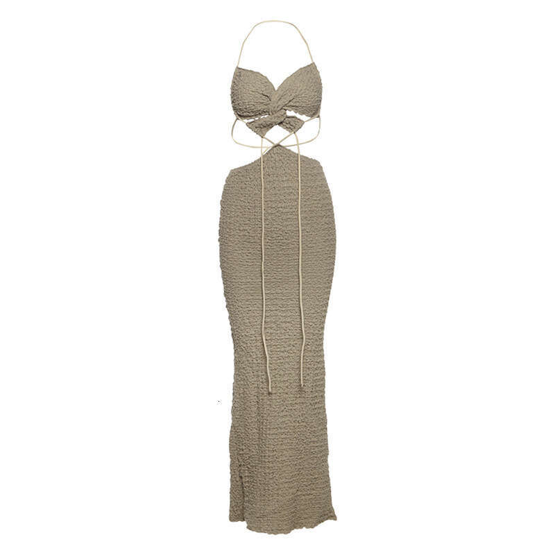 2025 Style High-End Pure Desire Sleeveless Two-Piece Sexy Strapless Bustier Fashion Tie-Up Bodycon Dress for Women b90