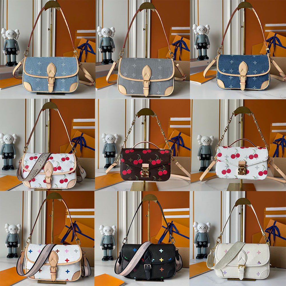 Murakami Designer bag-Retro Cherry Square shoulder Bag-Women's luxury Designer Leather Baguette crossbody bag-high-quality luxury bag source factory