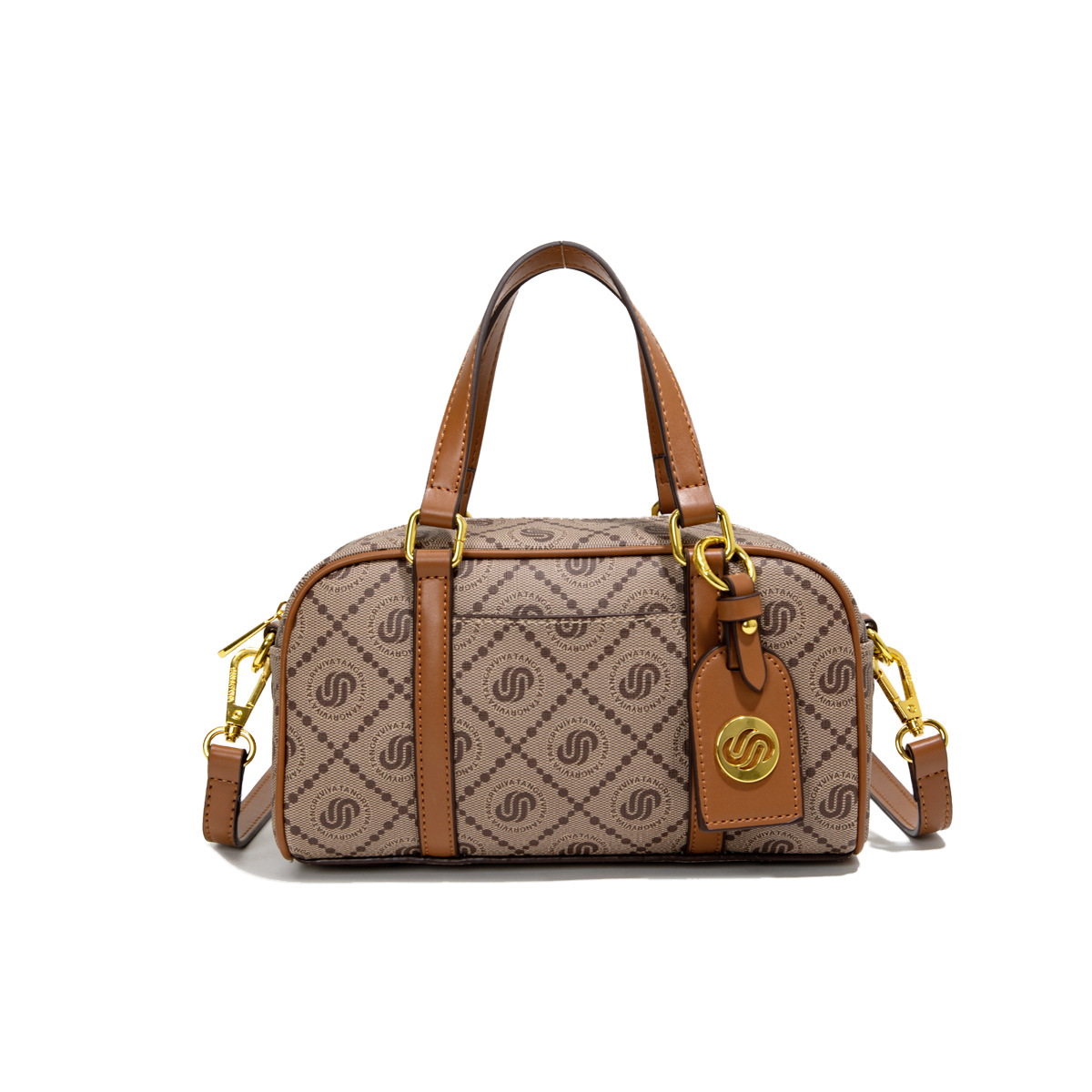 Luxury Brand Designer Bag Vintage TB Monogram PVC Fabric New Pillow Bag Fashion Trend Handheld Bowling Bag Casual Boston Baseball Bag