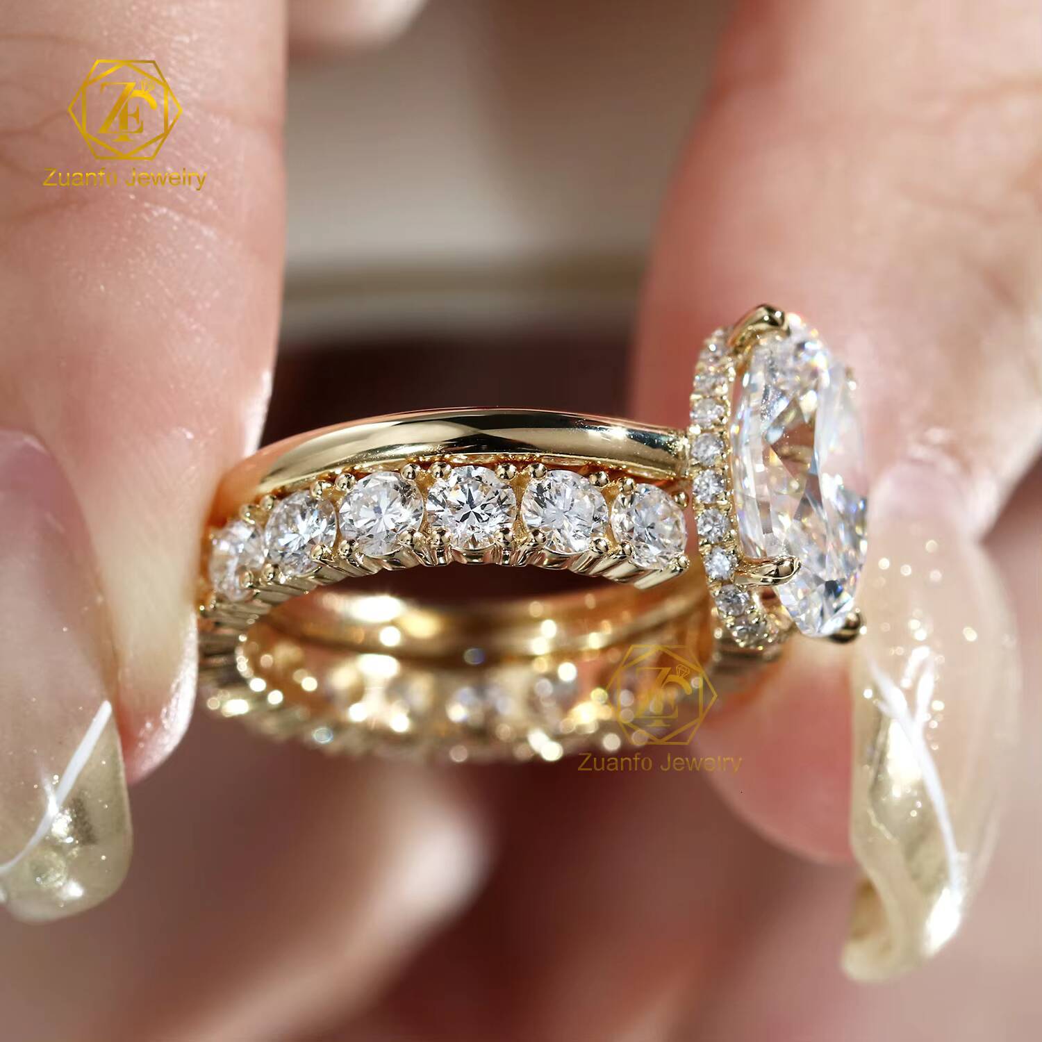 GIA IGI Certified Solid 14k 18k Gold Customizable Lab Grown Diamond Ring Set (1ct-5ct) for Men Women CVD HPHT Engagement Ring