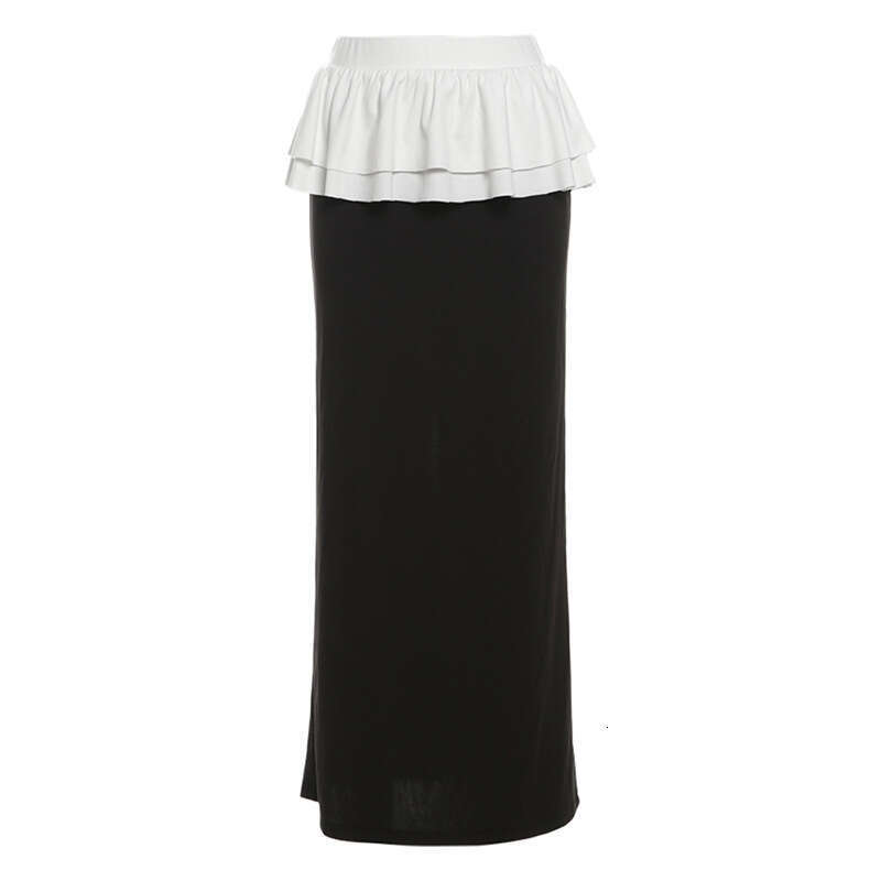 2024 Autumn New Women's Fashion Street Style Sexy High Waist Patchwork Long Skirt 8ab