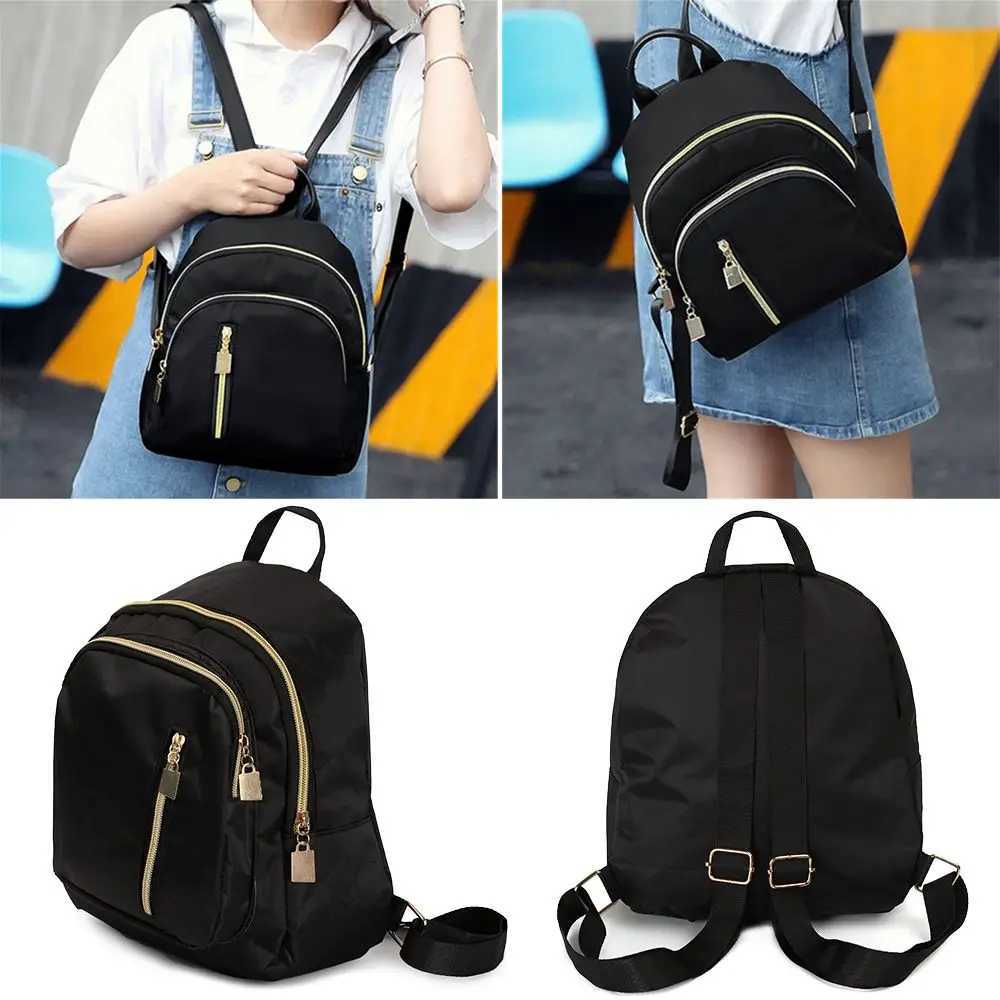 100% Cotton Mini Backpack Fi Girl Oxford Daypack Travel Cute Backpack Shoulder Bag Black Girl Purse Y250724